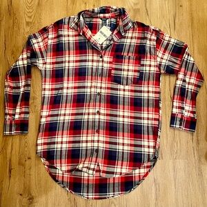 Forever 21 Red and Blue Plaid Flannel Long Sleeve Shirt